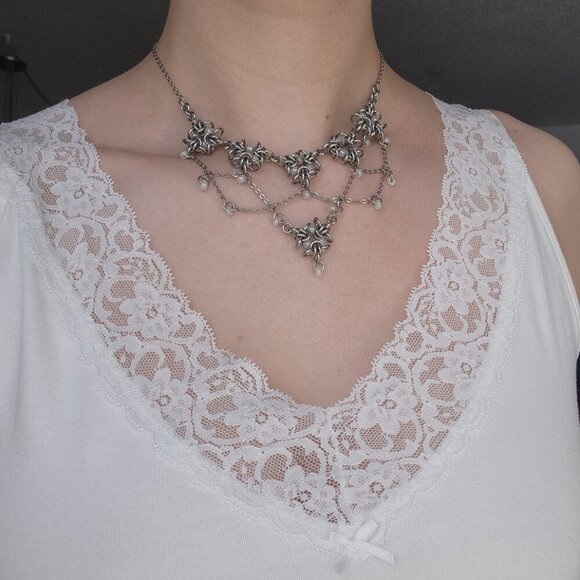 Vintage antique fairy princess chandelier necklace with a small silver chain - Picture 5 of 11